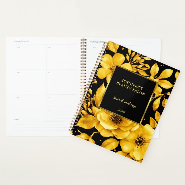 Gold black flowers professional appointment planner (Display)