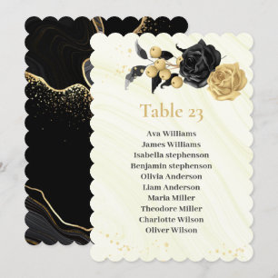 gold & black flowers seating chart table number