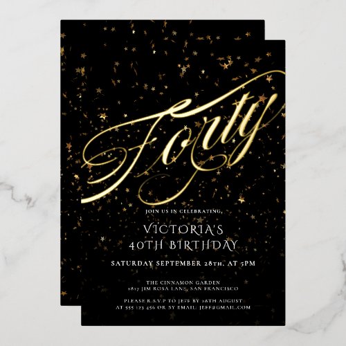 Gold Black Forty 40th Birthday Stylish Confetti