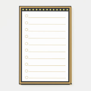 Gold Black Frame Lined Post-it Notes