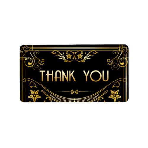 Gold  Black Gatsby Art Deco Thank You Sticker