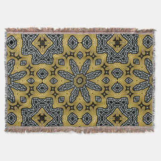 Gold Black Geogems Arabesque Woven Throw Blanket
