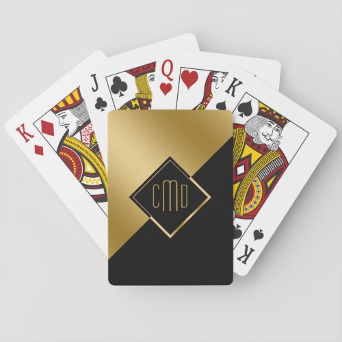 Gold  Black Geometric Angels Design Poker Cards