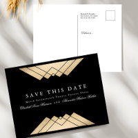 Gold Black Geometric Gatsby Foil Save The Date