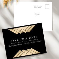 Gold Black Geometric Gatsby Save The Date