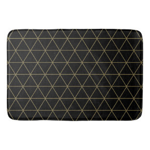 Gold Black Geometric Triangles Boho Glam Minimal  Bath Mat
