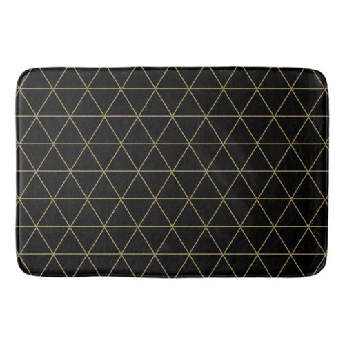 Gold Black Geometric Triangles Boho Glam Minimal  Bath Mat