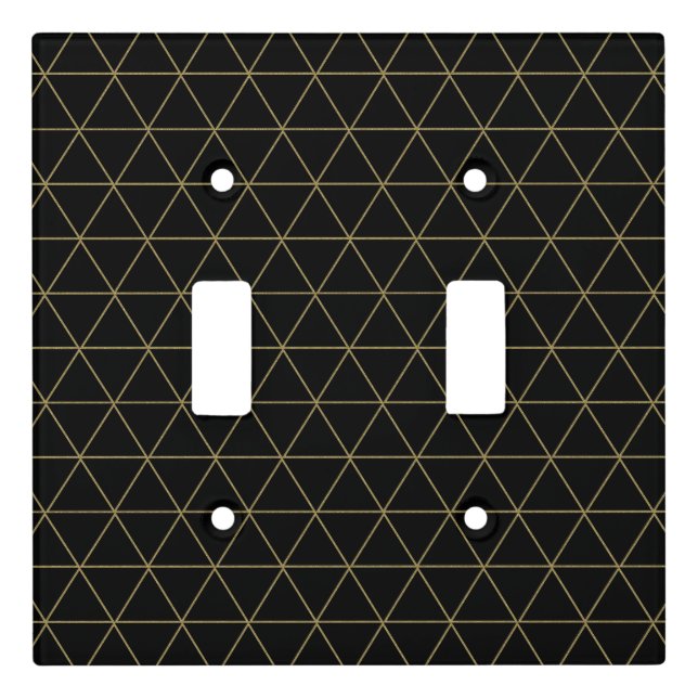 Gold Black Geometric Triangles Boho Glam Minimal  Light Switch Cover (Front)