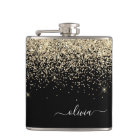 Gold Black Girly Glitter Sparkle Monogram Name