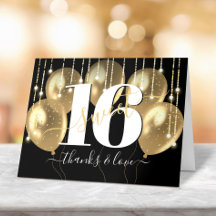 Gold Black Girly Luxury Sweet 16 Birthday Balloons