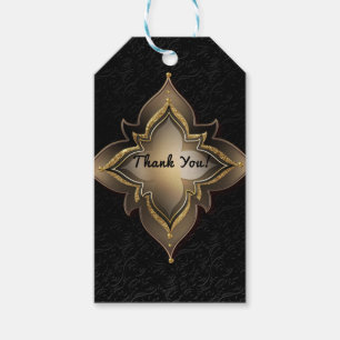 Gold Black Glam Exotic Chic Flower Party Favor Gift Tags