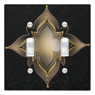 Gold Black Glam Exotic Flower Moroccan Floral Light Switch Cover