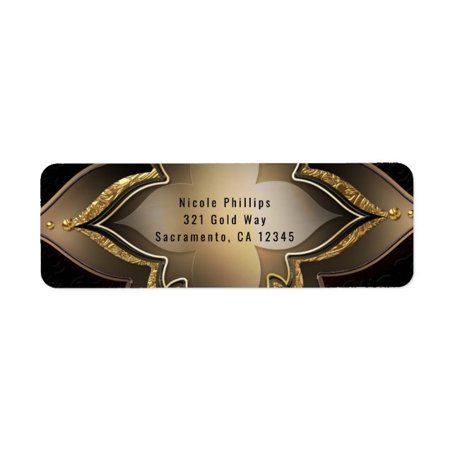 Gold Black & Glam Exotic Flower Party Invitation Label (Front)
