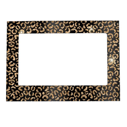 Gold Black Glam Glitter Leopard  Magnetic Frame