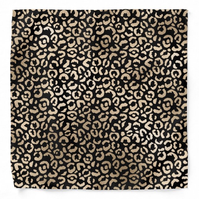 Gold Black Glam Leopard Print Bandana (Front)