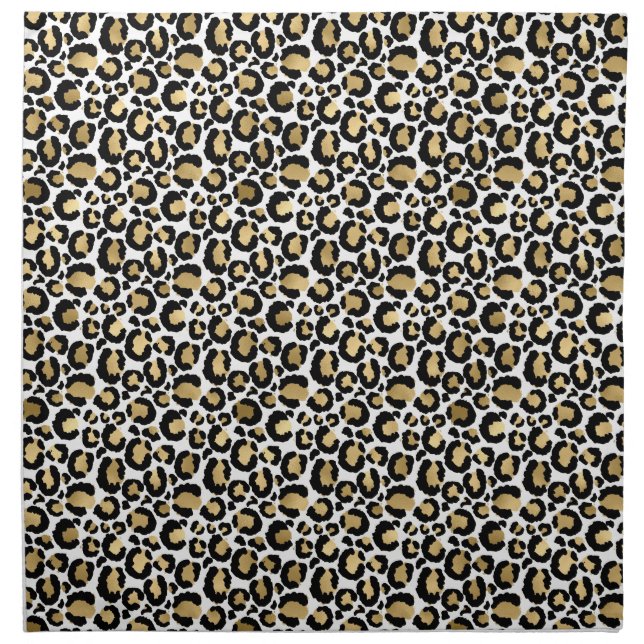 Gold Black Glam Leopard Print Cloth Napkin (Front)