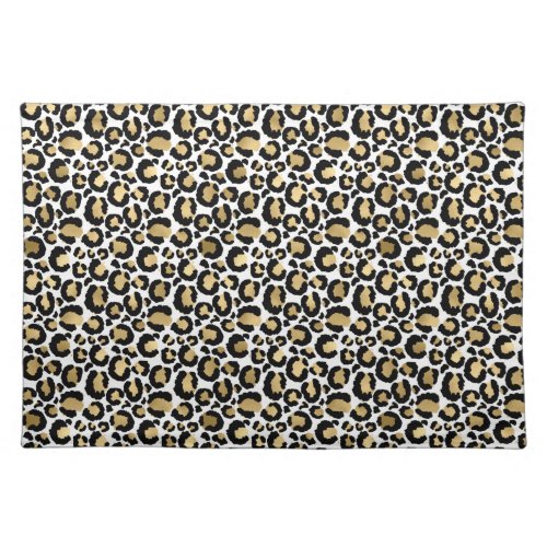 Gold Black Glam Leopard Print Cloth Placemat