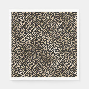 Gold Black Glam Leopard Print Napkins
