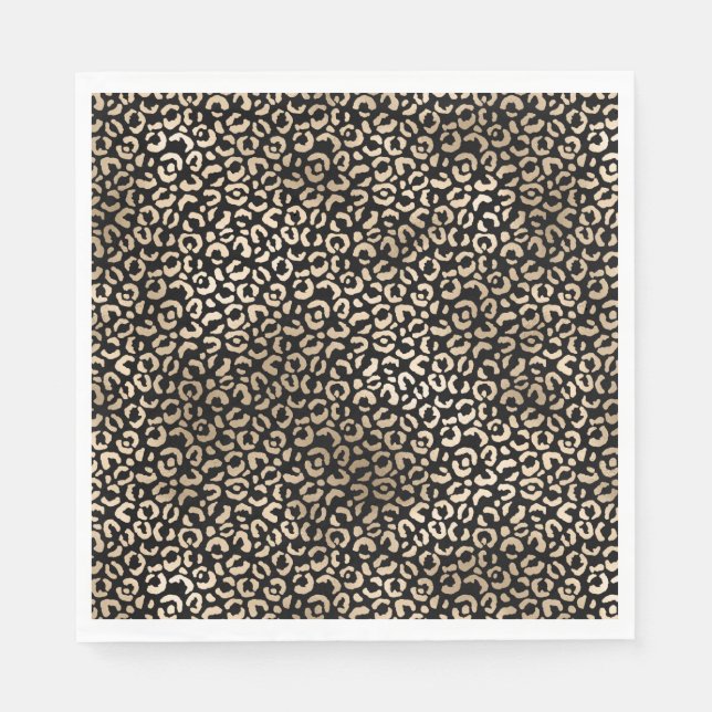 Gold Black Glam Leopard Print Napkins (Front)