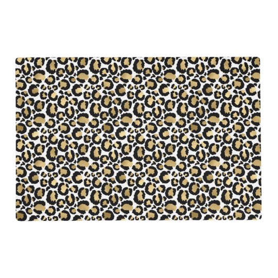 Gold Black Glam Leopard Print Placemat