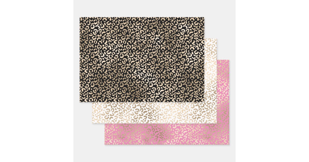 Gold Black Glam Leopard Print Wrapping Paper Sheets | Zazzle