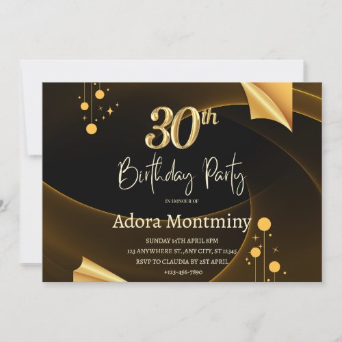 Gold Black Glitter 30 and a Fabulous Invitation