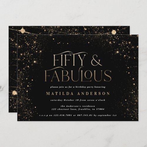 Gold black glitter 50 and fabulous birthday party