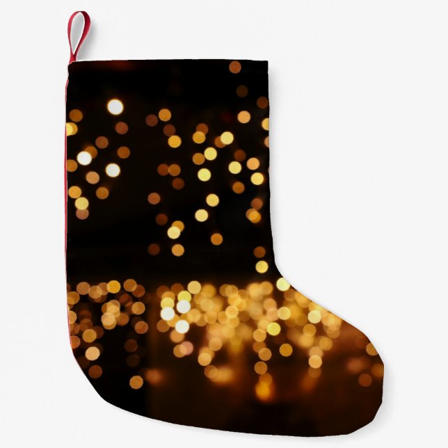 Gold Black Glitter: Abstract De-focused Background Small Christmas Stocking (Front)