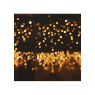 Gold Black Glitter: Abstract De-focused Background Wood Wall Art