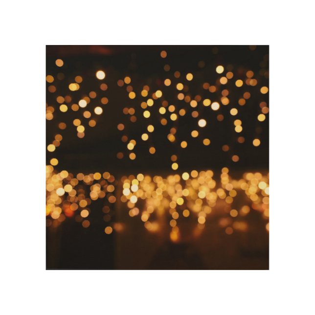 Gold Black Glitter: Abstract De-focused Background Wood Wall Art (Front)