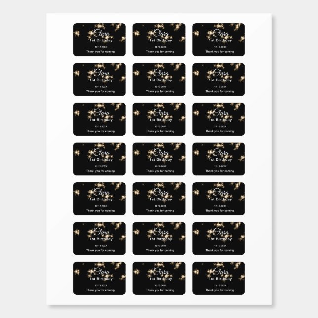 Gold black glitter add name birthday date year tex matchboxes (Sticker Sheet)