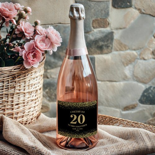 Gold Black Glitter Cheers To 20 Years Anniversary