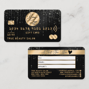 Gold Black Glitter Drips Credit Gift Certificate