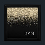 Gold Black Glitter Girly Monogram Initials Gift Box<br><div class="desc">Black and Gold Sparkle Glitter Monogram Name Jewelry Keepsake Box. This makes the perfect graduation,  birthday,  wedding,  bridal shower,  anniversary,  baby shower or bachelorette party gift for someone that loves glam luxury and chic styles.</div>