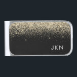 Gold Black Glitter Girly Monogram Initials Silver Finish Money Clip<br><div class="desc">Gold and Black Sparkle Glitter Brushed Metal Monogram Name Money Clip. This makes the perfect graduation,  sweet 16 birthday,  wedding,  bridal shower,  anniversary,  baby shower or bachelorette party gift for someone that loves glam luxury and chic styles.</div>