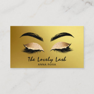 *~* Gold Black Glitter Lashes Extensions Brows Business Card