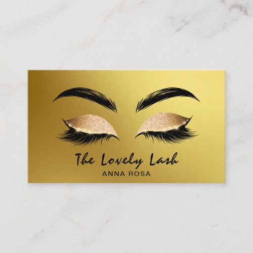  Gold Black Glitter Lashes Extensions Brows Business Card