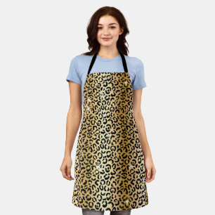 Gold Black Glitter Leopard Apron
