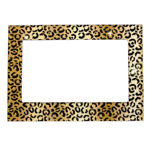Gold Black Glitter Leopard  Magnetic Frame