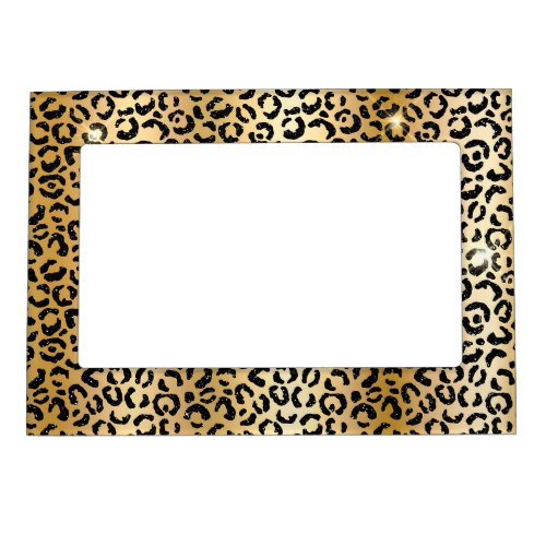 Gold Black Glitter Leopard  Magnetic Frame