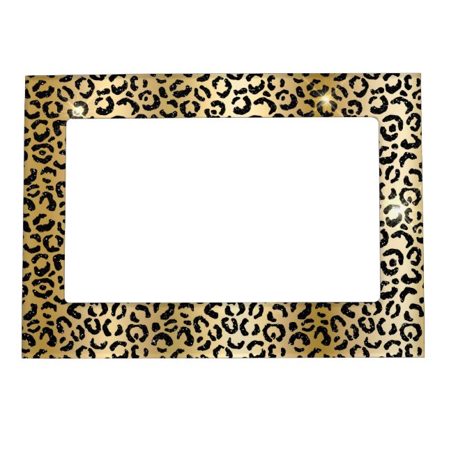 Gold Black Glitter Leopard  Magnetic Frame (Front)