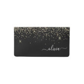 Gold Black Glitter Metal Monogram Name Checkbook Cover (Front)