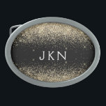 Gold Black Glitter Monogram Girly Initials Belt Buckle<br><div class="desc">Black and Gold Sparkle Glitter Monogram Name Belt Buckle. This makes the perfect graduation,  sweet 16 16th,  18th,  21st,  30th,  40th,  50th,  60th,  70th,  80th,  90th,  100th birthday,  wedding,  bridal shower,  anniversary,  baby shower or bachelorette party gift for someone that loves glam luxury and chic styles.</div>