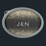 Gold Black Glitter Monogram Girly Initials Belt Buckle<br><div class="desc">Black and Gold Sparkle Glitter Monogram Name Belt Buckle. This makes the perfect graduation,  sweet 16 16th,  18th,  21st,  30th,  40th,  50th,  60th,  70th,  80th,  90th,  100th birthday,  wedding,  bridal shower,  anniversary,  baby shower or bachelorette party gift for someone that loves glam luxury and chic styles.</div>