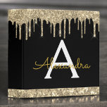 Gold Black Glitter Script Monogram Girly Name<br><div class="desc">Gold and Black Sparkle Glitter Script Monogram Name Binder. This makes the perfect sweet 16 birthday,  wedding,  bridal shower,  anniversary,  baby shower or bachelorette party gift for someone that loves glam luxury and chic styles.</div>
