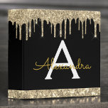 Gold Black Glitter Script Monogram Girly Name 3 Ring Binder<br><div class="desc">Gold and Black Sparkle Glitter Script Monogram Name Binder. This makes the perfect sweet 16 birthday,  wedding,  bridal shower,  anniversary,  baby shower or bachelorette party gift for someone that loves glam luxury and chic styles.</div>