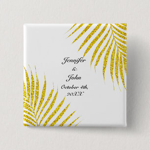 Gold Black Glittery Palm Leaf Tropical Wedding Pin