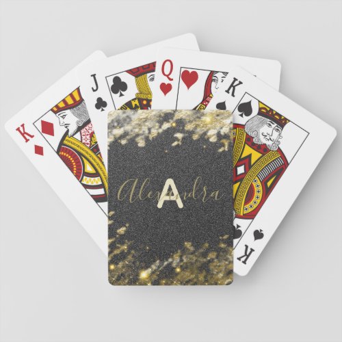 Gold Black Glittery Sparkly Stylish Glam Custom  Poker Cards