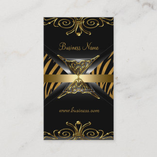 Gold Black Gold Art Deco Zebra Stripe Business Card