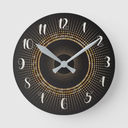 Gold  Black Gold Rays Modern Glam Art Custom Round Clock